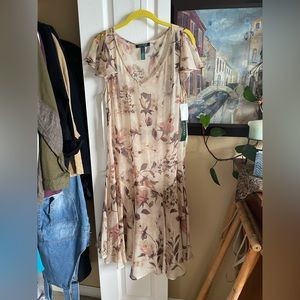 Lauren by Ralph Lauren flowing feminine dress with slip underdress